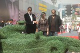 Actors Amitabh Bachchan, Akshara Haasan and filmmaker R Balki during the promotion of film Shamitabh at the Mumbai International Motor Show