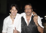 Tiger Shroff and Jackie Shroff during the special screening of film Heropanti