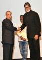President Pranab Mukherjee with actor Amitabh Bachchan